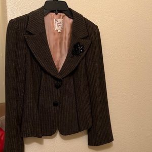 Vintage Nanette Lenore brown and black pin striped blazer.